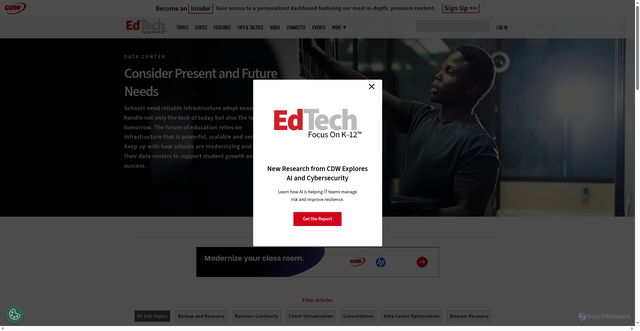 Security scan screenshot of https://edtechmagazine.com/k12/data-center