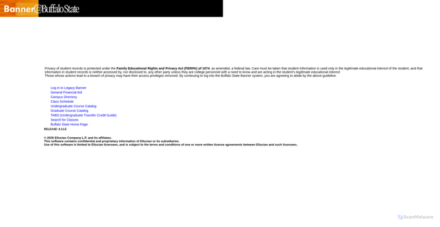 Security scan screenshot of https://banner.buffalostate.edu