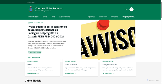 Security scan screenshot of http://www.comune.sanlorenzo.rc.it/