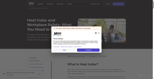 Security scan screenshot of https://mitti.com/topics/heat-stress/heat-index