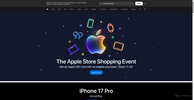 Security scan screenshot of https://trackingshipment.apple.com/