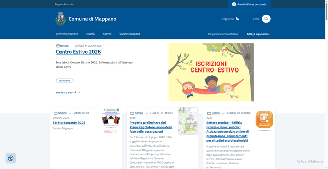 Security scan screenshot of https://www.comune.mappano.to.it