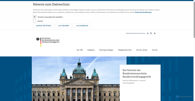 Security scan screenshot of https://www.vertreter-des-bundesinteresses.de/Webs/VBI/DE/startseite/startseite-node.html
