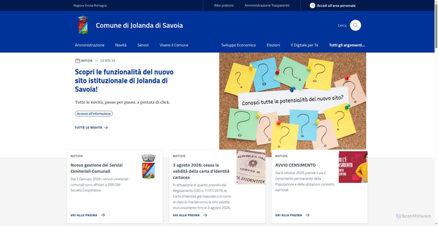 Security scan screenshot of https://www.comune.jolandadisavoia.fe.it/