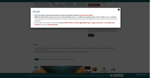 Security scan screenshot of https://www.opipordenone.it/