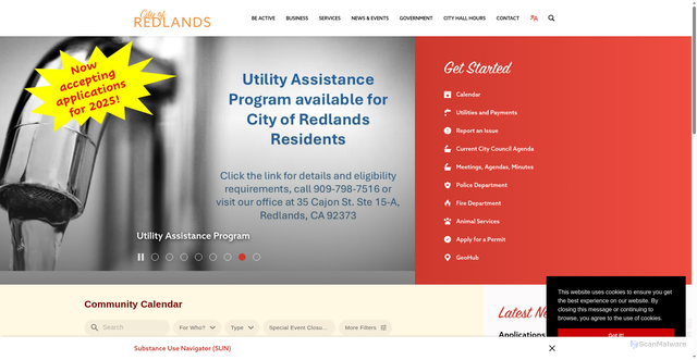 Security scan screenshot of https://www.cityofredlands.org/