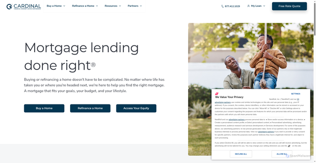 Security scan screenshot of https://cardinalfinancial.com