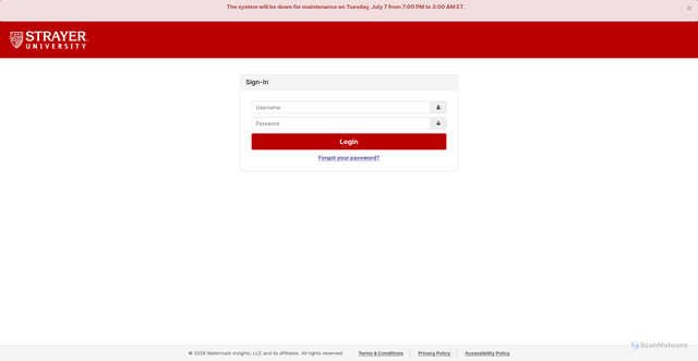 Security scan screenshot of https://strayer.evaluationkit.com