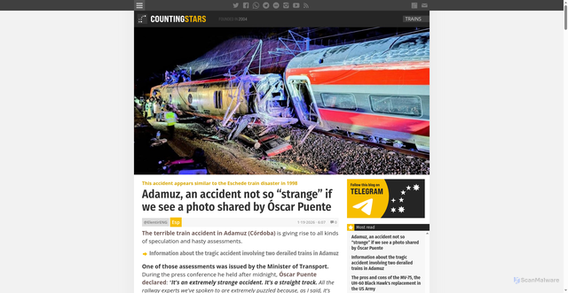 Security scan screenshot of https://www.outono.net/elentir/2026/01/19/adamuz-an-accident-not-so-strange-if-we-see-a-photo-shared-by-oscar-puente/