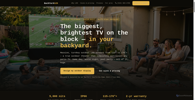 Security scan screenshot of https://backyardledtv.com/