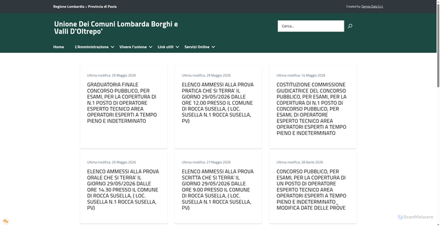 Security scan screenshot of http://www.unioneborghievalli.it/