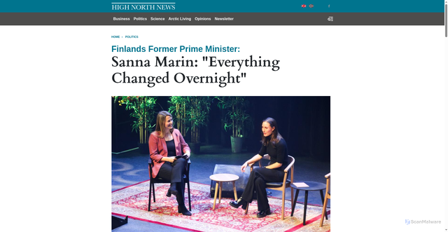 Security scan screenshot of https://www.highnorthnews.com/en/sanna-marin-everything-changed-overnight