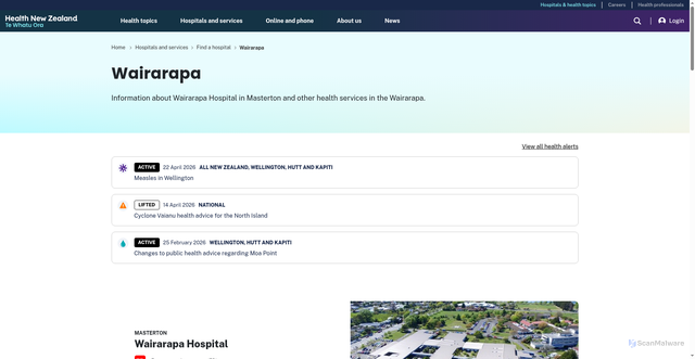 Security scan screenshot of http://www.wairarapa.dhb.org.nz