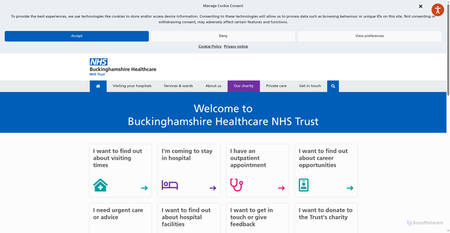 Security scan screenshot of https://www.buckshealthcare.nhs.uk/