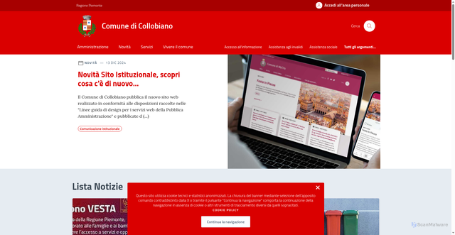 Security scan screenshot of https://comune.collobiano.vc.it/