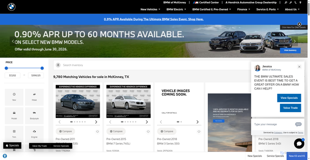 Security scan screenshot of https://www.bmwofmckinney.com/used-vehicles/?srsltid=AfmBOorj2tLAjYopWfeh7Abs2NTJsf7HgcSkVWbgq8Uo3PV6Fq4yRHgu