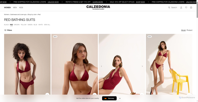 Security scan screenshot of https://www.calzedonia.com/us/women/swimwear_and_cover-ups/shop_by_color/red/?srsltid=AfmBOooH2tHGYk8y-Et4vXOvAOMckq5uQmhLHqSQ09W-fQjxzEh5W5LN