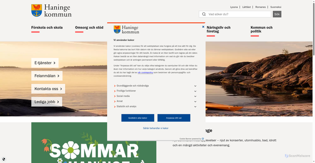 Security scan screenshot of http://www.haninge.se