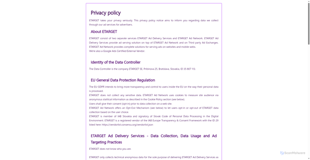 Security scan screenshot of https://etargetcdn.com