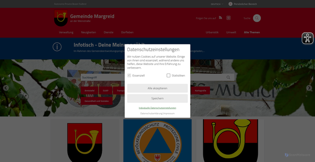 Security scan screenshot of https://www.comune.magre.bz.it/de