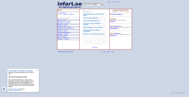 Security scan screenshot of https://infart.se