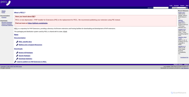 Security scan screenshot of https://pecl.php.net/