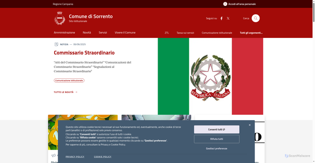 Security scan screenshot of https://www.comune.sorrento.na.it/