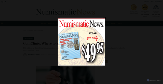 Security scan screenshot of https://www.numismaticnews.net/coinclinic-where-to-sell-your-coins