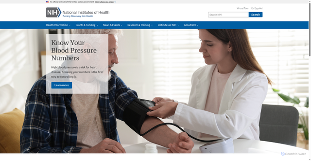 Security scan screenshot of https://www.nih.gov/