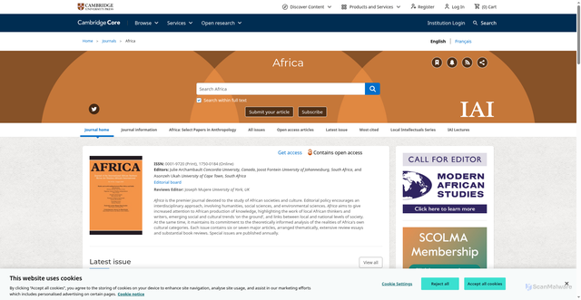 Security scan screenshot of https://www.cambridge.org/core/journals/africa