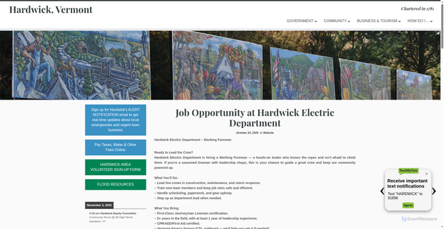 Security scan screenshot of https://hardwickvt.gov/