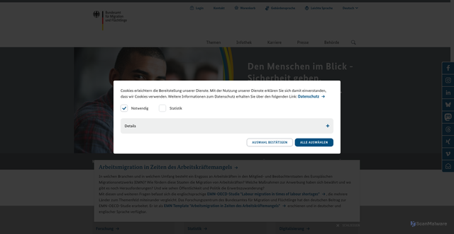 Security scan screenshot of https://www.BAMF.de/DE/Startseite/startseite_node.html