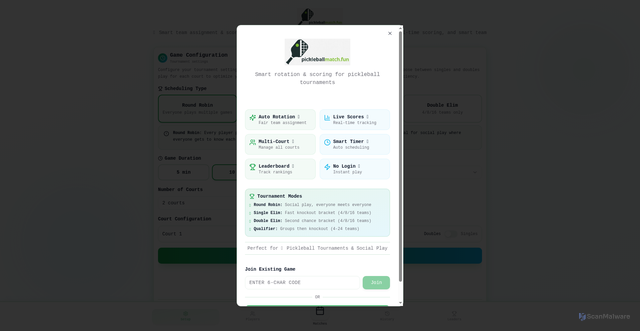 Security scan screenshot of https://pickleballmatch.fun/