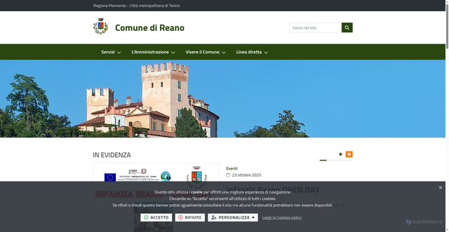 Security scan screenshot of https://www.comune.reano.to.it/it-it/home