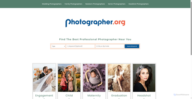 Security scan screenshot of https://www.photographer.org/