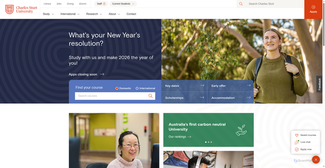 Security scan screenshot of https://csu.edu.au
