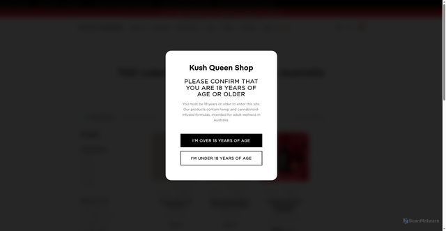 Security scan screenshot of https://kushqueenshop-com.pages.dev/collections/thc-lube-intimacy-australia