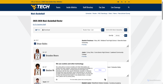 Security scan screenshot of https://goldenbearathletics.com/sports/mens-basketball/roster