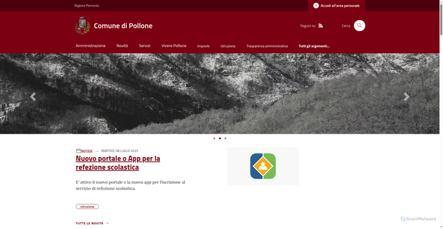 Security scan screenshot of https://www.comune.pollone.bi.it/