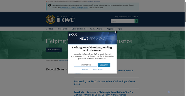 Security scan screenshot of https://ovc.ojp.gov/