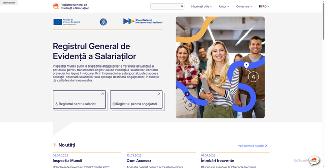 Security scan screenshot of https://reges.inspectiamuncii.ro