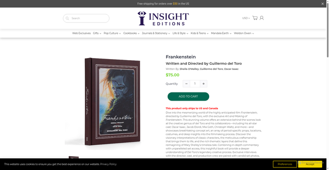 Security scan screenshot of https://insighteditions.com/products/frankenstein