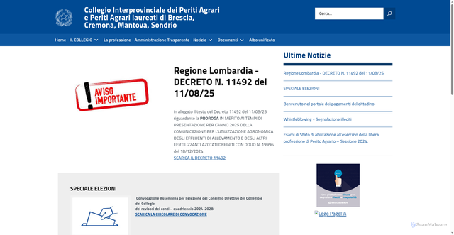 Security scan screenshot of https://www.interprov.peragr.it/