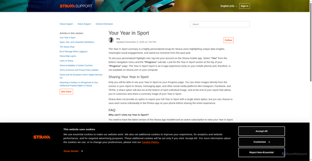 Security scan screenshot of https://support.strava.com/hc/en-us/articles/22067973274509-Your-Year-in-Sport