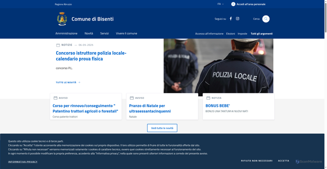 Security scan screenshot of https://www.comune.bisenti.te.it/