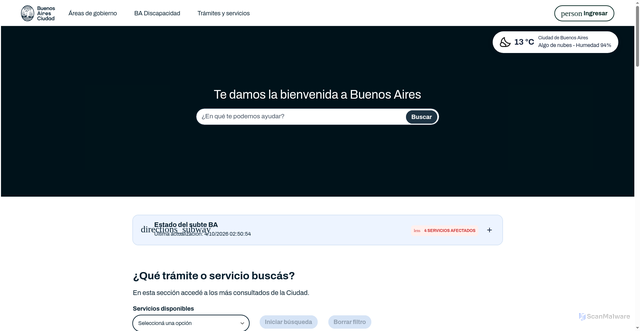 Security scan screenshot of https://buenosaires.gob.ar