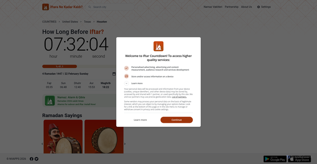 Security scan screenshot of https://iftaranekadarkaldi.com/en/city/127/houston-iftar-time