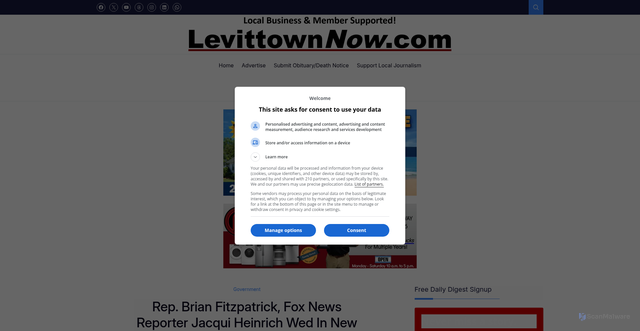Security scan screenshot of https://levittownnow.com/2026/06/22/rep-brian-fitzpatrick-fox-news-reporter-jacqui-heinrich-wed-in-new-york/