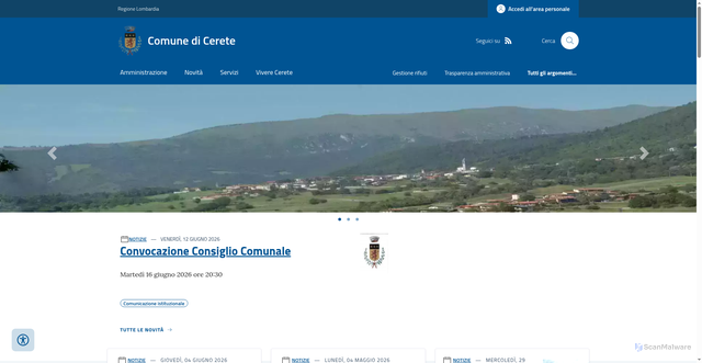 Security scan screenshot of https://www.comune.cerete.bg.it