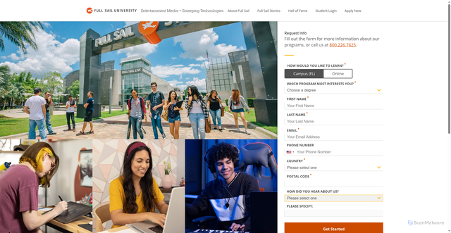 Security scan screenshot of https://hello.fullsail.edu